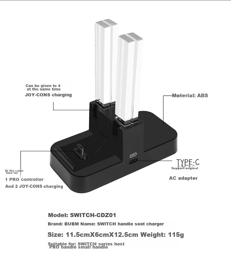 BUBM Switch Accessory, Original NS Controller JOY-CON Charging Dock, Dual Controller Stand for Switch-CDZ02 9