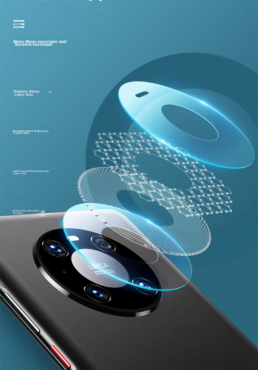 ESCASE Huawei Mate40 RS Porsche Design Phone Camera Lens Film Full Coverage Tempered Glass Rear Camera Protective Film, Flexible Curved Edge Real Glass Anti-Scratch Hardened Glass Film, High Definitio 5