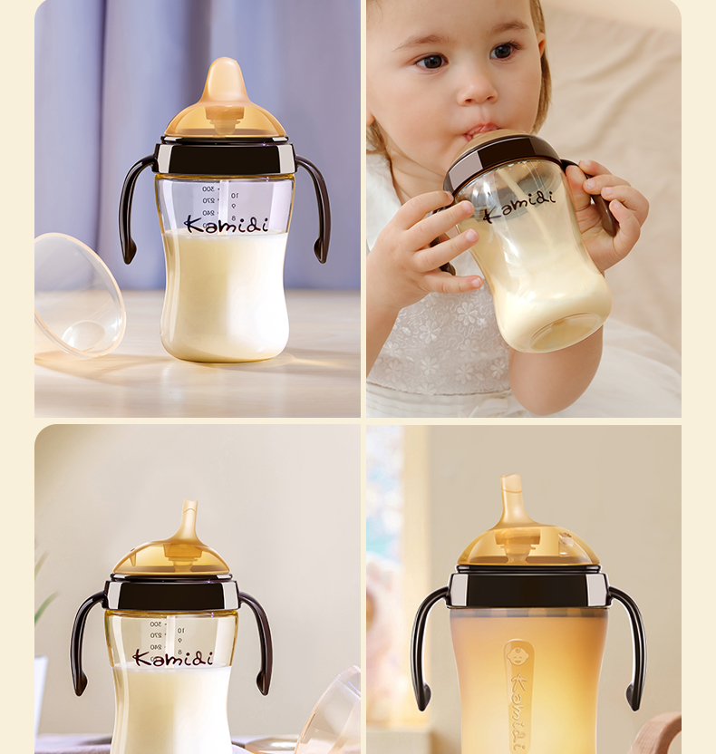Kamidi Children's Water Cup with Straw, Direct Drinking Cup for Ages 1-3, Toddler Sippy Cup, Baby PPSU Milk Cup, 330ml 12