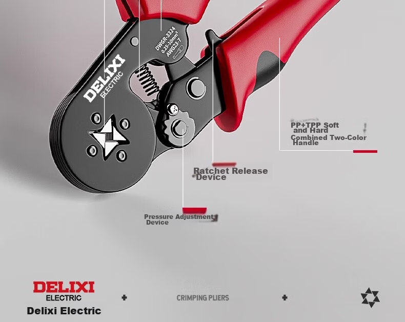 Delixi Terminal Wire Crimping Pliers Tube Pin Cold Press Crimping Pliers Wire Clamp Electrician Special Pliers 20