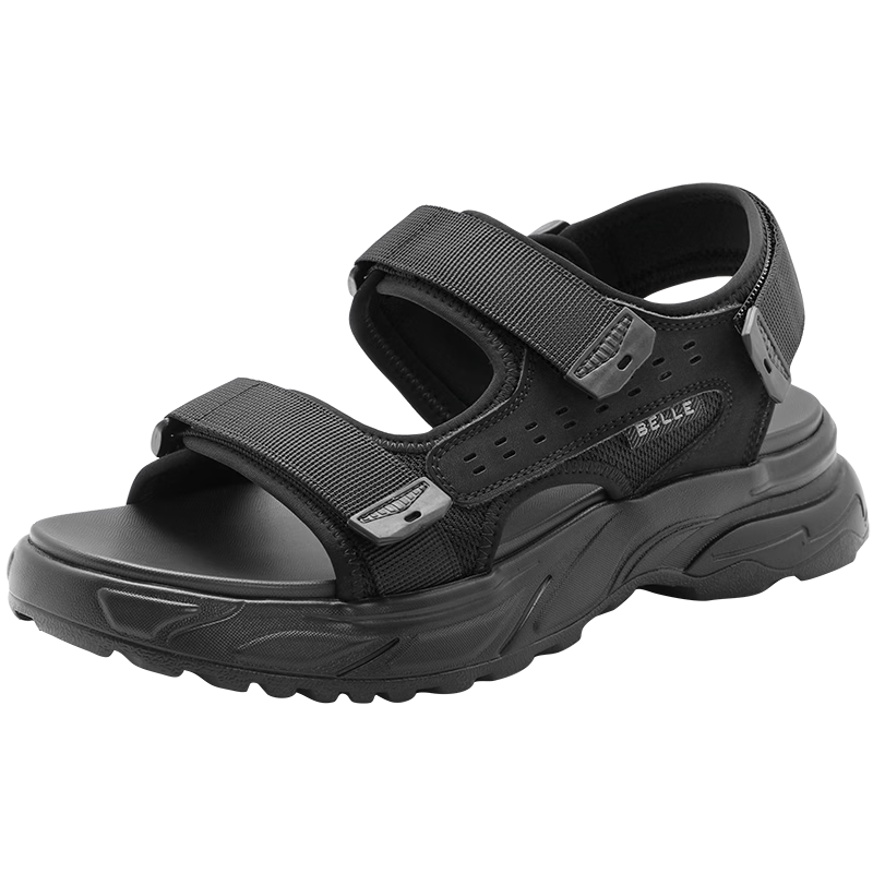Belle Men's Thick-Soled Beach Shoes, Summer Height-Increasing 4.5cm Casual Outdoor Sports Sandals A1514, Black, Size 41