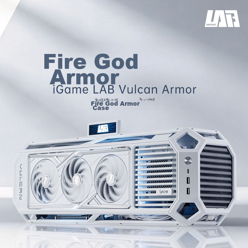 Colorful iGame LAB Vulcan Armor Chassis (Built-in Water Cooling, Smart Screen Linkage, Detachable Power Cable, White Vulcan Custom)