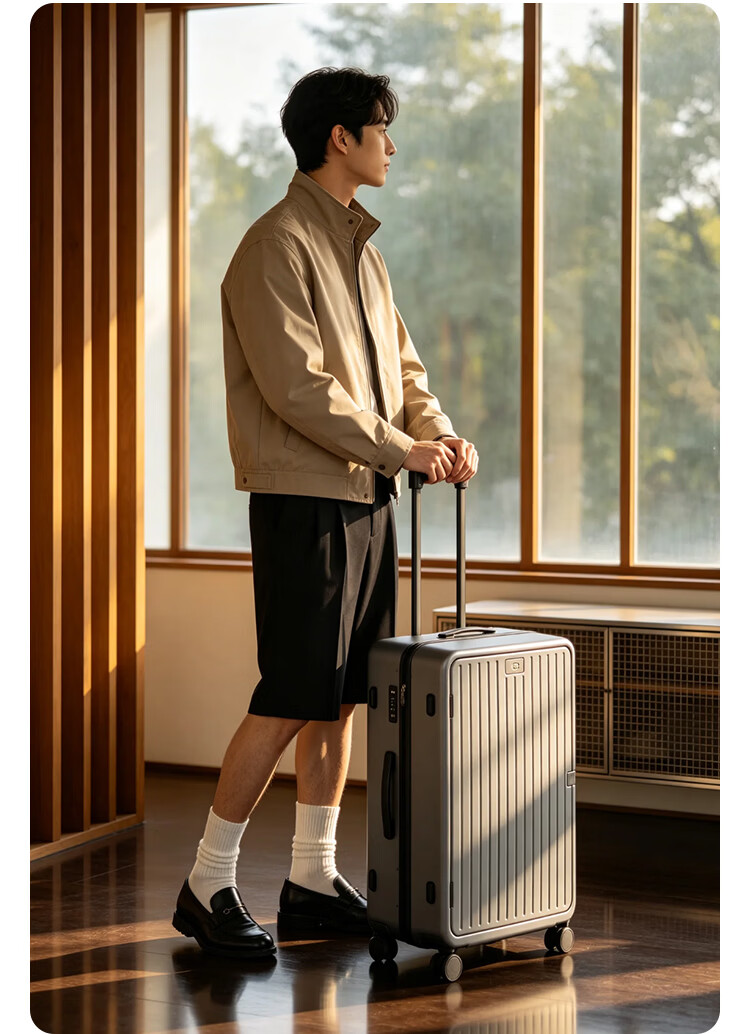 JD Original Wujian One-Click Front Opening Aluminum Frame Suitcase for Men And Women, Large Capacity Carry-On Luggage, Deep Sea Blue, 20 Inches 12