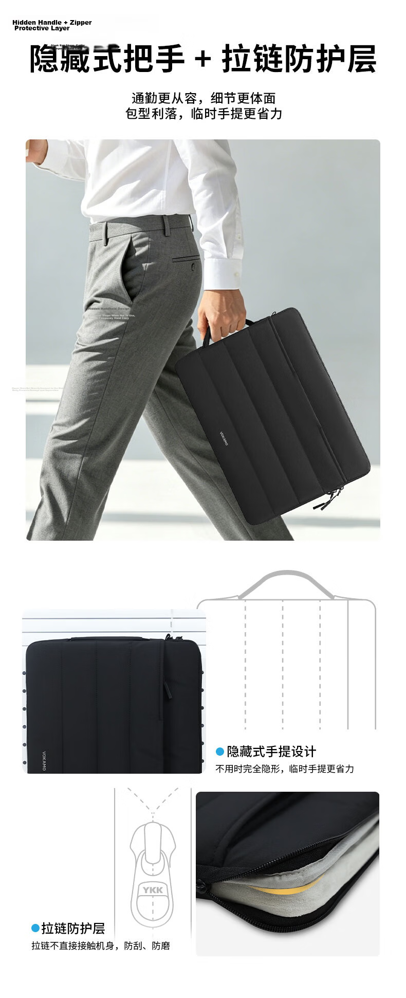 VOKAMO Shockproof Laptop Sleeve Compatible with Apple Huawei Mate Lenovo Xiaomi MacBook Pro/Air Business Office 13/14/15/16 Inch 2026 New Model 5