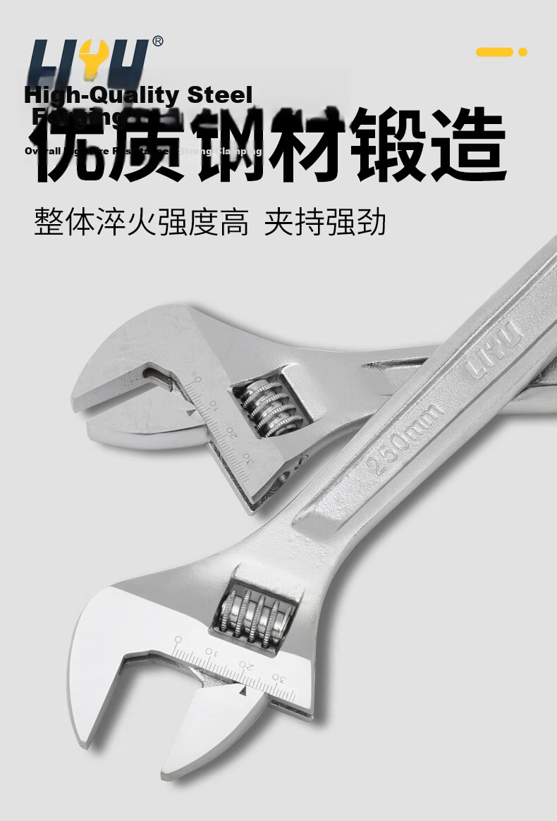 Liyu Adjustable Wrench Multi-Functional Large Opening Plumbing Wrench Household 12-Inch Open-End Wrench 9