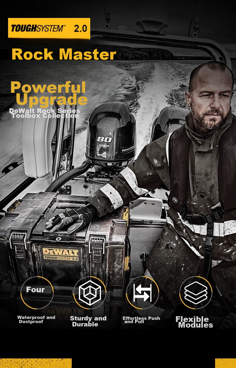 DEWALT Waterproof Dustproof Toolbox Medium Rock System 39L Capacity Load Bearing 50KG DS300 1