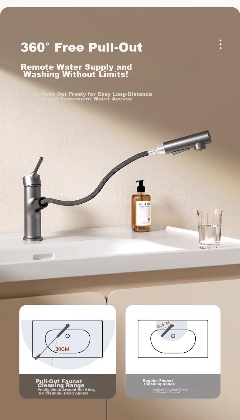 ARROW YJ Multifunctional Pull-Out Hidden Basin Faucet Single Handle Hot and Cold Mixer Tap for Washbasin 13
