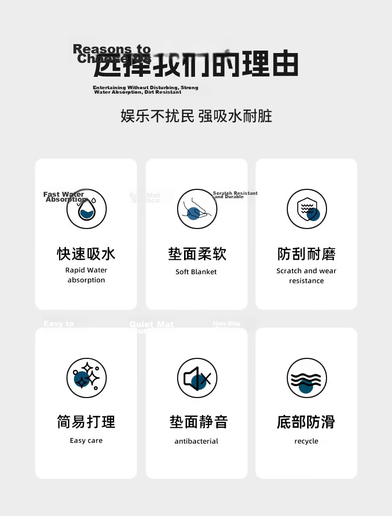 Cat Box High-End Custom Guandan Tablecloth Silicone Thickened Soundproof Non-Slip Mahjong Table Mat Blue 2