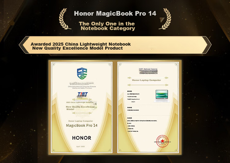 Honor MagicBook Pro14 AI Lightweight Laptop 92Wh Battery 14.6" U5-225H 32GB 1TB 3.1K Oasis Eye Protection Screen White 2