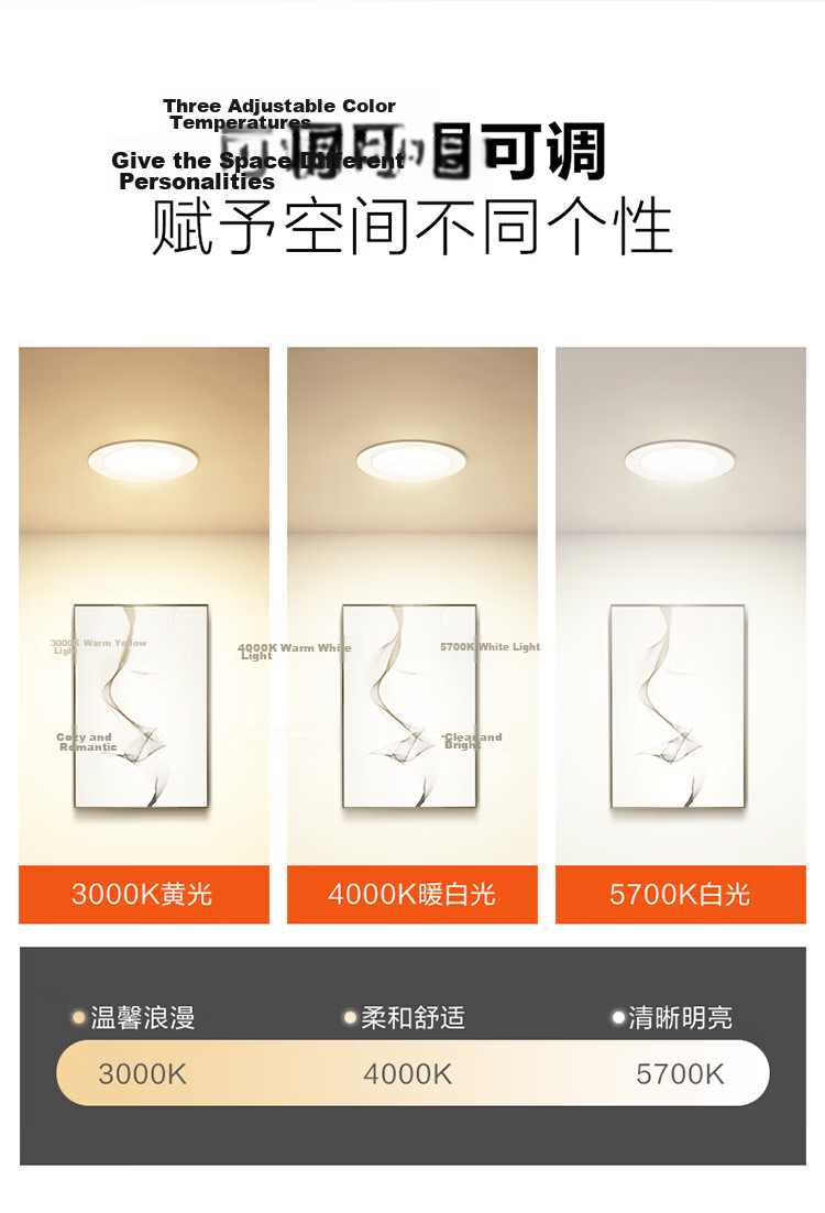 BULL LED Anti-Glare Downlight MT-L005D-BS Matte White 5W Three-Level Dimming Upgraded Ra97 Color Rendering Index 12