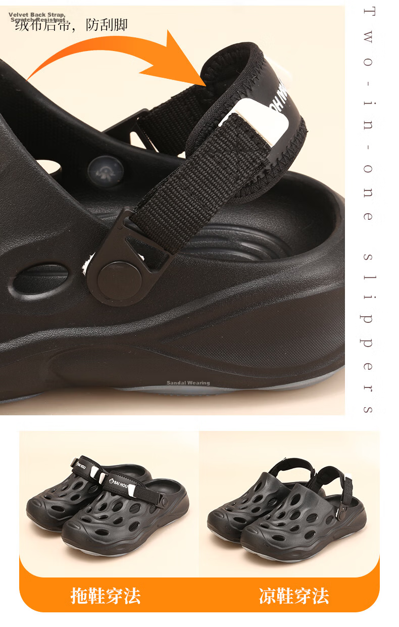 BAIHOU White Monkey Men's Summer Hollow Out Shoes Thick Sole Outdoor Sandals Men's Beach Shoes D-08 White Size 38-39 10