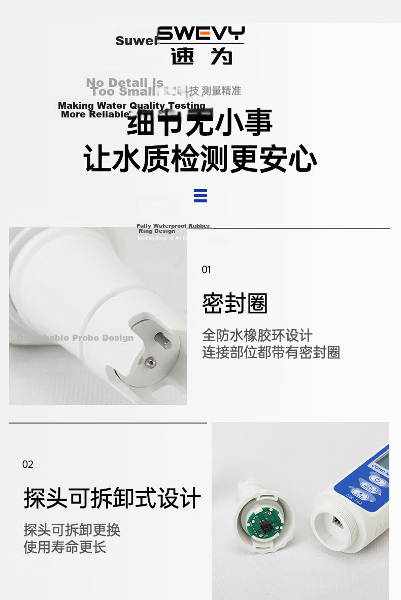 Suwei Conductivity Tester Pen High-Precision Water Quality Conductivity Meter for Home Pure Tap Water SW762 16