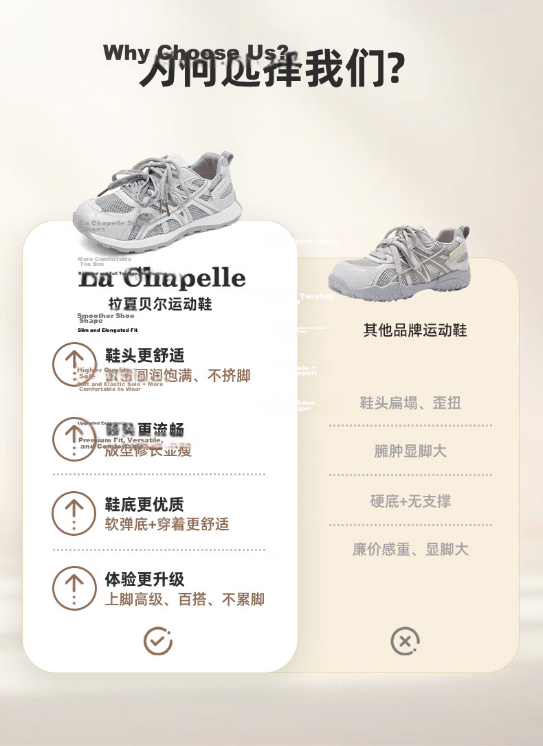 La Chapelle Women's Casual Shoes Summer New Breathable Mesh Fashion Soft Sole Sneakers 793-1 Beige Mesh Style Size 37 7