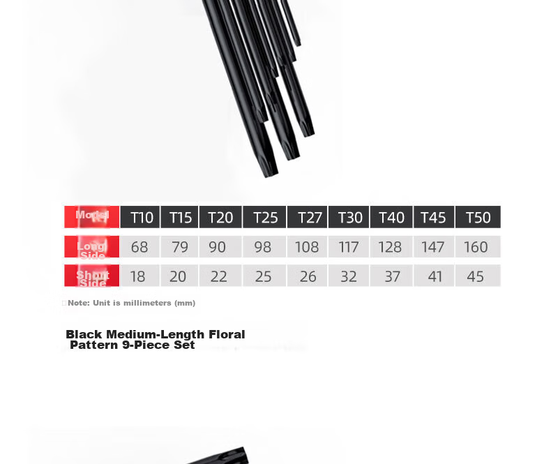 Delixi Electric Hex Key Wrench Set Hardware Repair Tools Hex Screwdriver S2 Steel 9-Piece Extended Flat/Ball Head 24
