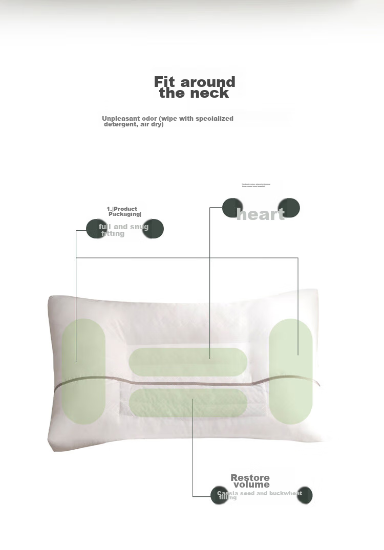 Dohia Home Textile Pillow, Cassia Seed Buckwheat Pillow Core Herbal Flower Pillow for Students And Adults, Cervical Spine Pillow, Single Piece 70*45cm 4