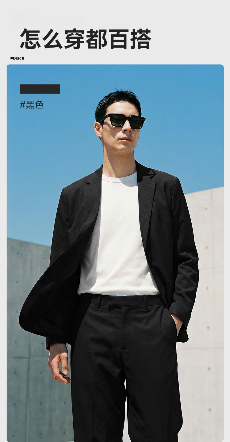 JD Jingzao Sunscreen Summer Men's Suit Jacket Business Wrinkle-Free High-End Ultra-Thin Casual Black 2.0L 14