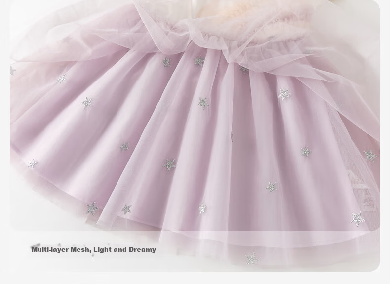 DAVE & BELLA Children's Summer Mesh Dress Baby Princess Dress for Girls 10