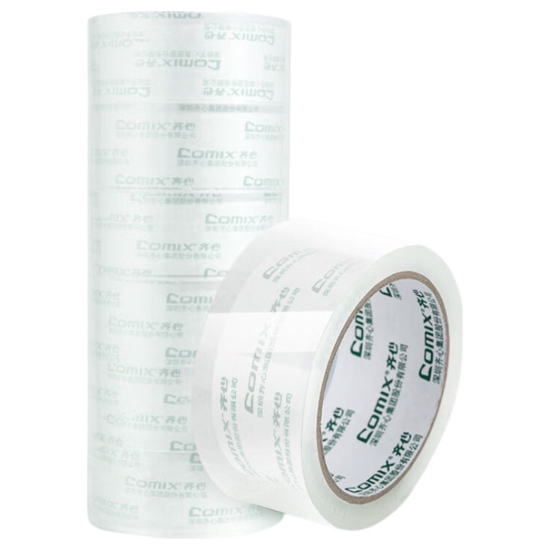 COMIX Transparent Tape/wide Tape/boxing Tape/windproof Tape Express Packaging Tape Transparent 6 Rolls Width 48mm*100y*45um Length 91.4 Meters/roll EP001