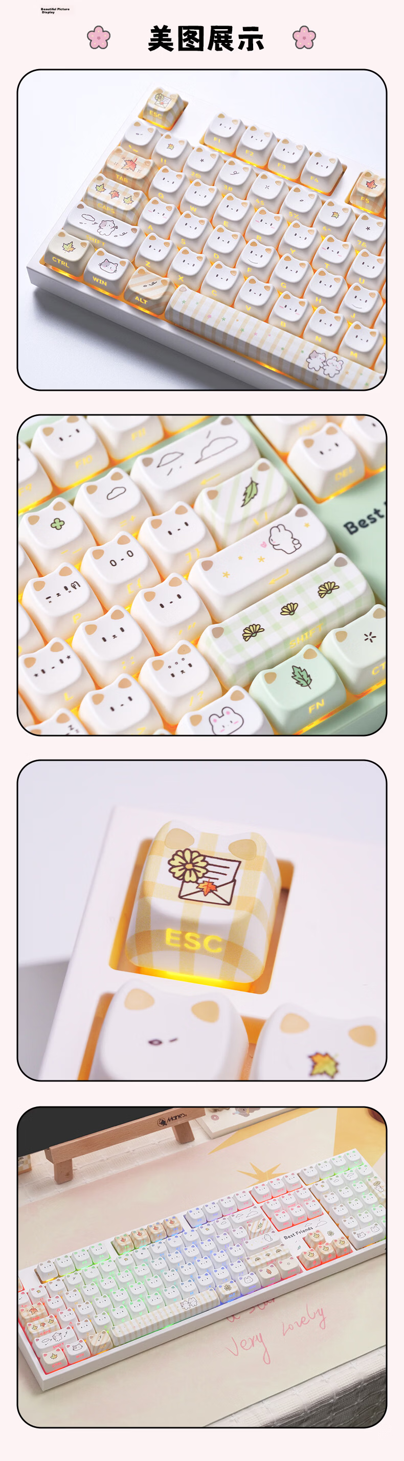 AKKO 5108 V5 Little Light Cat Wireless Bluetooth Mechanical Keyboard 108-Key Hot-Swappable Gaming E-sports Three-Mode Wired Computer Office Keyboard for Women with Excellent Typing Feel 11