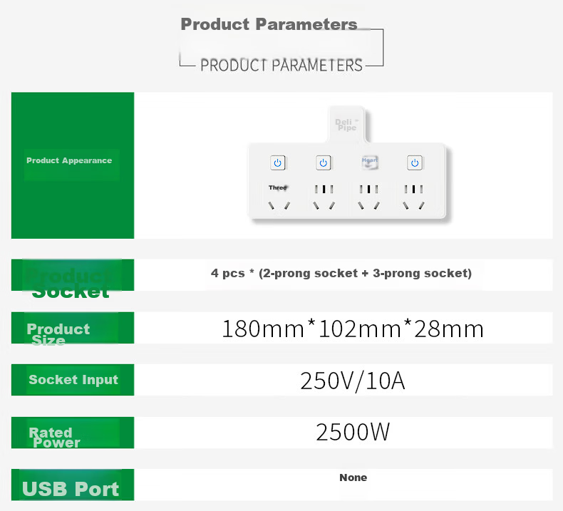 Delipow Socket, Adapter Plug/triangle-Shaped One-To Multifunctional/distributed Control Switch/wireless Conversion Socket 10