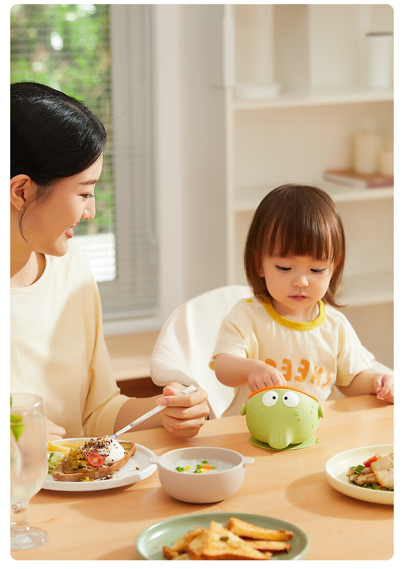 Huangchong Baby Food Bowl with Suction Base, Anti-Drop And Anti-Scalding Training Bowl for Infants And Children, Silicone Tableware for Learning to Eat 3