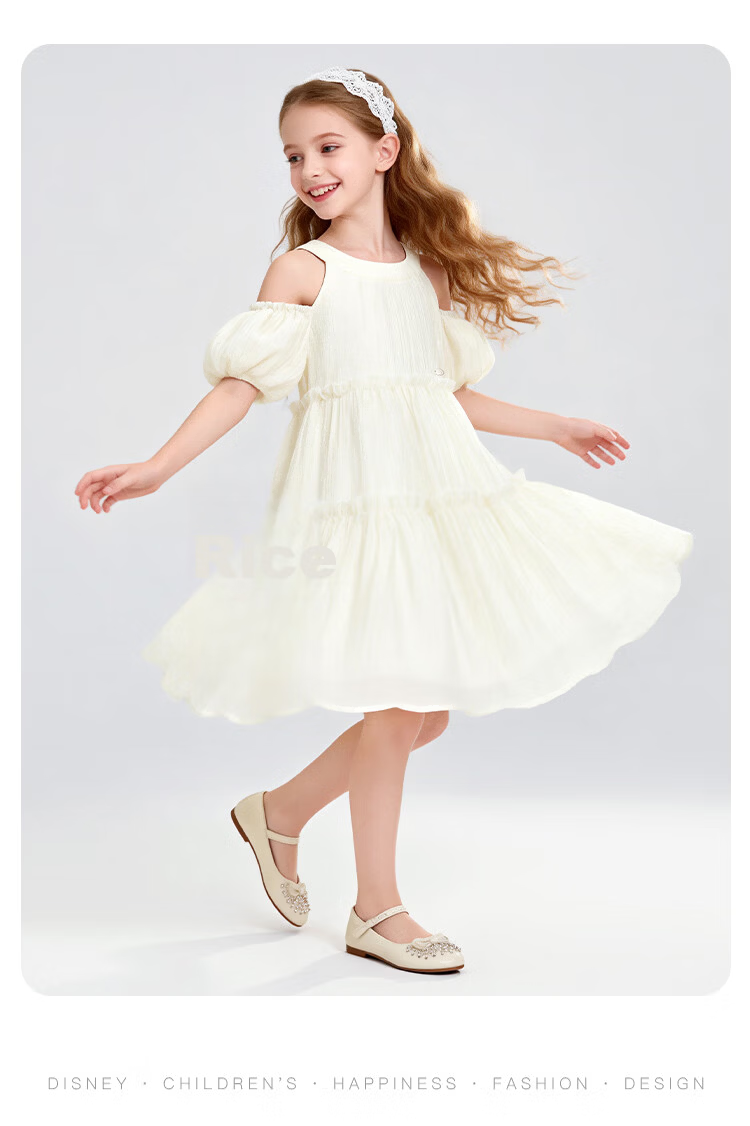 Disney Girls Summer Dress Vacation Style Princess Lightweight Chiffon Cake Dress Holiday Gift 160 14