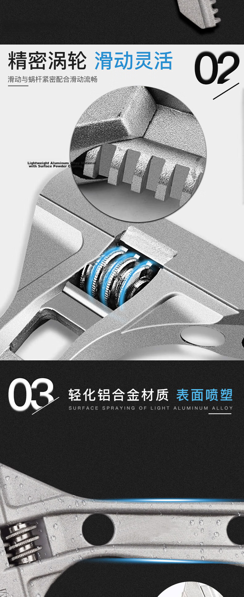 Paola Multi-Functional 6-68MM Aluminum Alloy Bathroom Wrench with Teeth Large Opening Plumbing Installation Repair Tool 6517 3