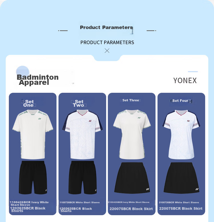 YONEX Badminton Apparel Color-Changing Short Sleeve T-Shirt and Shorts Set 1100426BCR Ivory White L 2