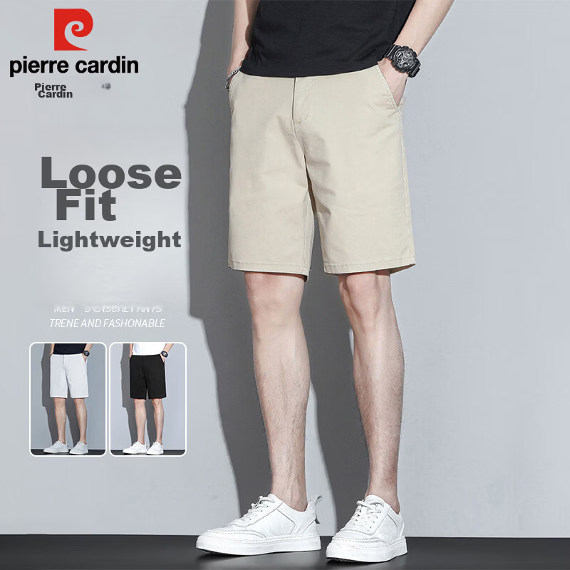 Pierre Cardin Men's Summer Shorts Lightweight Loose Casual Five-Point Mid-Length Pants New Trend High-End Dress Pants Off-White 28