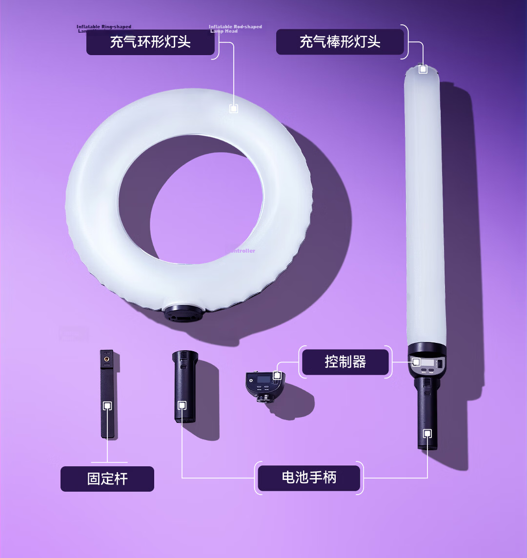 Godox LR150 Air Bicolor Inflatable Ring Light LED Fill Light Slim Portable Desktop Live Streaming Photography Wedding Soft Continuous Light Official Standard Edition 6