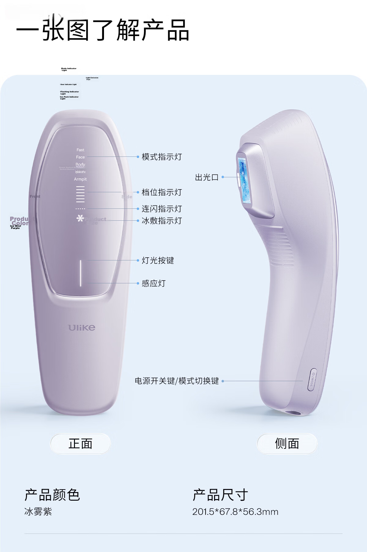 Ulike Air20 Photon Ice Point Sapphire Hair Removal Device Full Body Hair Removal Smart Skin Detection Suitable for Men and Women Private Areas 25