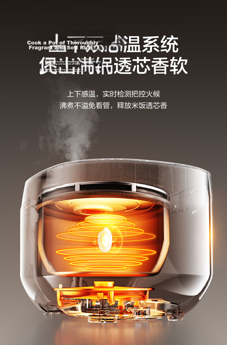 SUPOR Rice Cooker 3L IH Rapid Heating Non-Stick Multi-Function Pressure Smart Rice Cooker for 2-3 People F30X83 10
