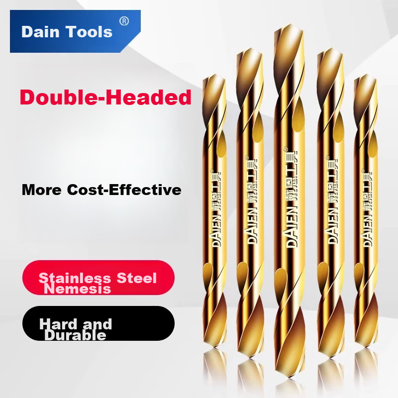 DAIEN Double-Head Twist Drill Bit Stainless Steel High-Speed Metal Drilling and Reaming Double-Edged Drill Set 5.2mm*10