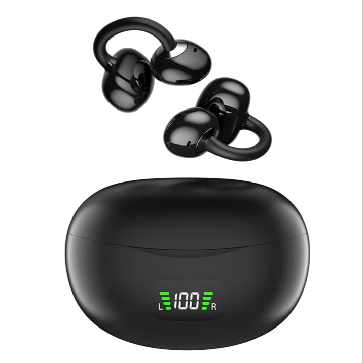 Leiden A8 New Semi-In-Ear Clip-On Wireless Bluetooth Translation Earphones AI Model Open Design Compatible with Apple iPhone 17 Huawei Android Phones A8 Black [AI Translation]