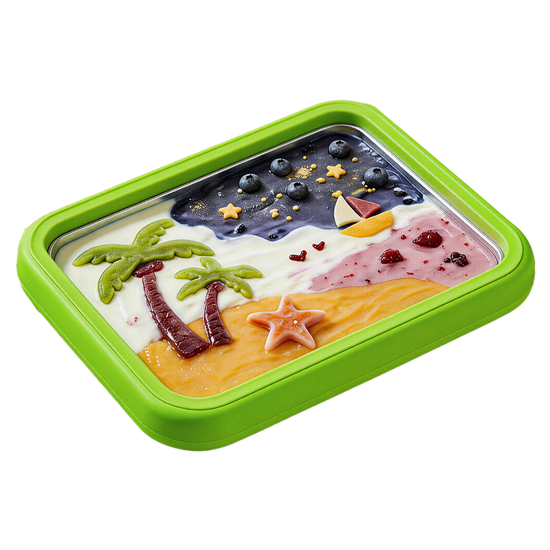 CHIGO Fried Yogurt Maker Fried Ice Machine DIY Ice Cream Large Green with Lid Children's Day Gift