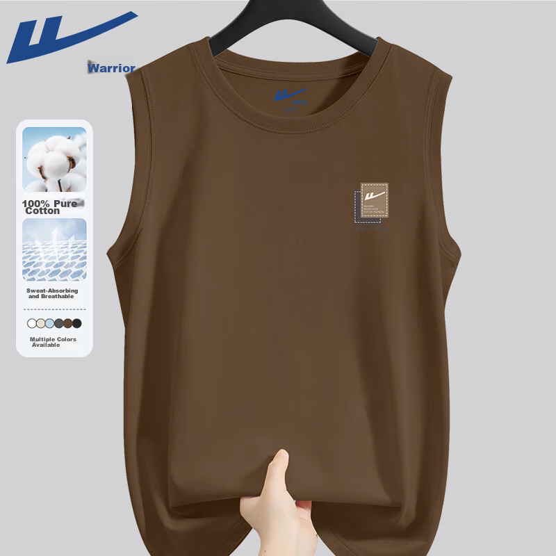 Warrior Summer Cotton Vest Men's New Sports Fitness Breathable Top Unisex Outdoor Casual Crew Neck Tank YD 11