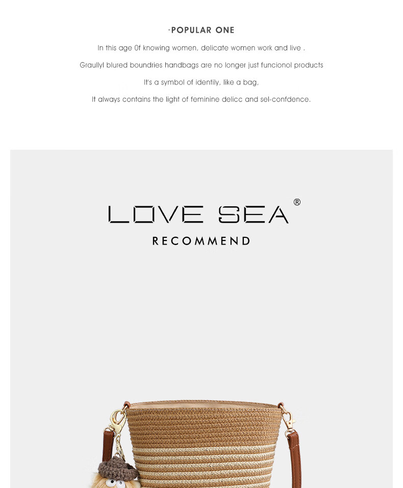 Love Sea Woven Crossbody Bag for Women Straw Bucket Beach Bag Birthday Gift for Girlfriend Wife Premium Feel 1