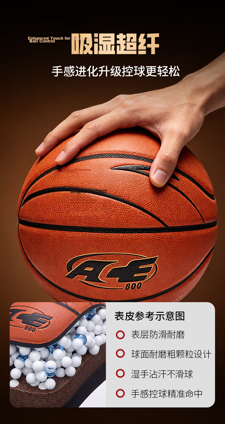 ANTA Basketball Size 7 Standard CUBAL League Official Game Ball Superfiber PU Professional Competition Grade Blue Ball ACE600 5