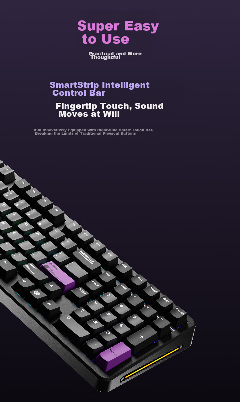 EWEADN X98 Custom Mechanical Keyboard, Dual 8K Wired/wireless/Bluetooth Triple-Mode, Gaming Gasket Structure, Full-Key Hot-Swappable, for Gaming, Office, Computer, Laptop, Universal Peripheral 6