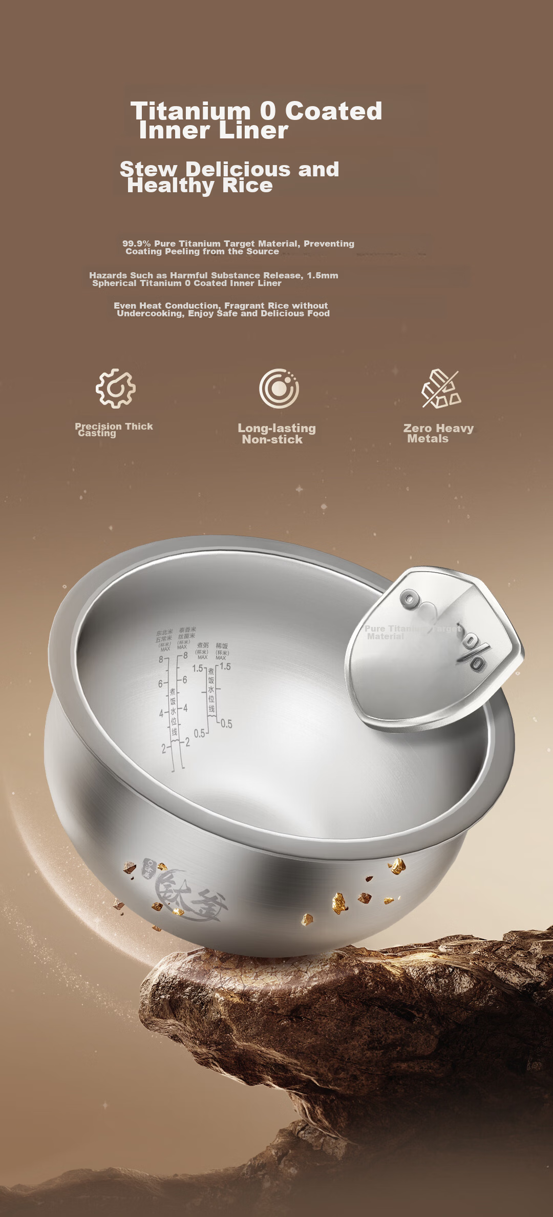 Haier Fashion Rice Cooker with Titanium 0 Coating IH 3D Heating Stainless Steel Smart WiFi Control 4L for 4-5 People HRC-I44YGU1 3