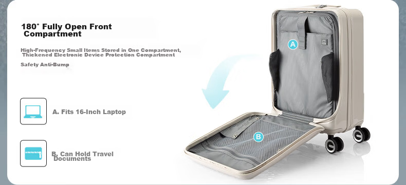 Mei Travel Luggage 20-Inch Front-Opening PC Material Trolley Case Student Password Lock Fries Suitcase 79B Meteor Gray 8