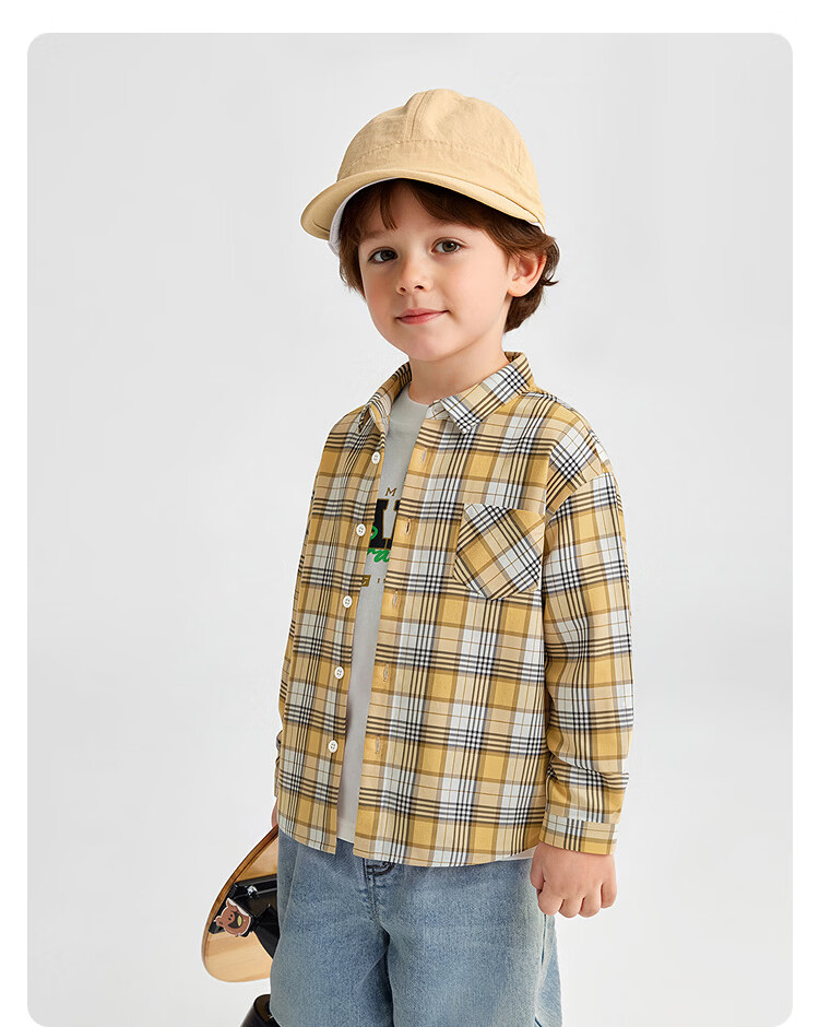 Balabala Kids Long Sleeve Shirt Baby Clothes Boys Girls 2026 New Spring Plaid Shirt Jacket 23