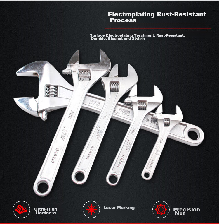 JETECH Adjustable Wrench Light Handle Multi-Functional Open-End Wrench Household Repair Tool 12 Inch AW-12 2