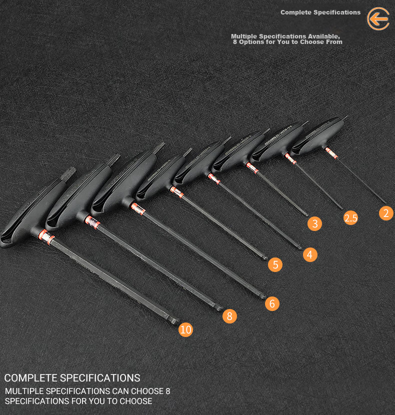 JERXUN S2 Hex Key Wrench Set Hexagon Screwdriver Ball Head Flat Head Extended T-Handle 7