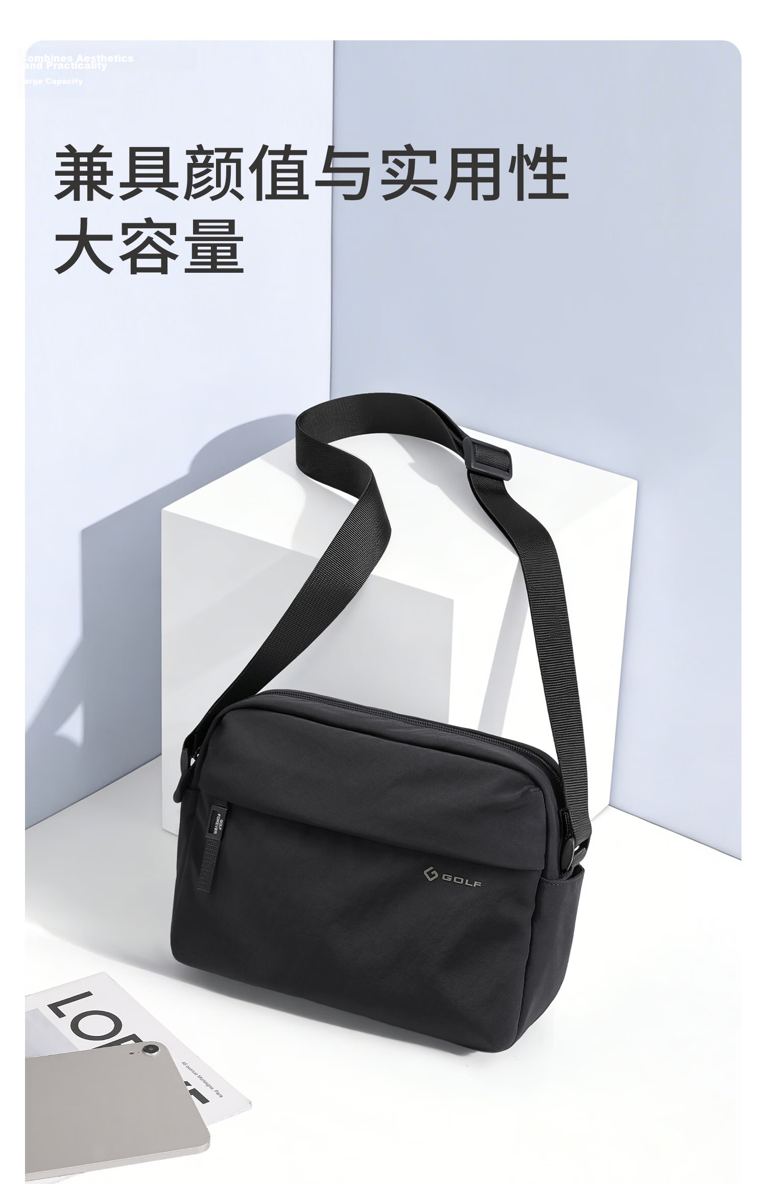 GOLF Men's Casual Lightweight Shoulder Bag Crossbody Bag Waterproof Outdoor Cycling Sports Bag for iPad and Phone 13