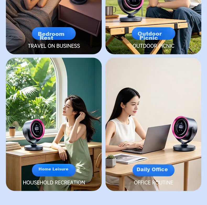OYOCO Desktop Mini Clip Fan Cooling Rechargeable Small Ultra-Quiet USB Fan Large Airflow Wall-Mounted Table Fan Long Battery Life for Office Student Dorm Bed 38