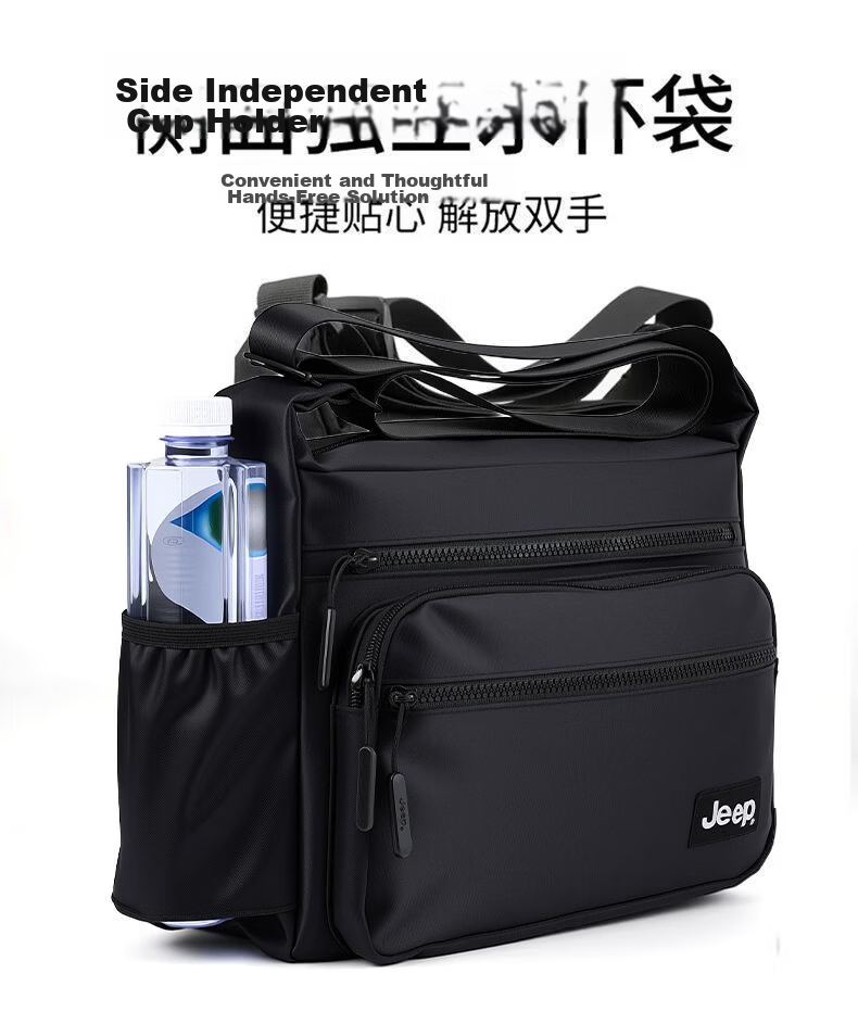 JEEP Men's Large Capacity Crossbody Bag Shoulder Bag High-end Backpack Commuter Casual Multifunctional Messenger Bag Lightweight Luxury Travel Bag 8