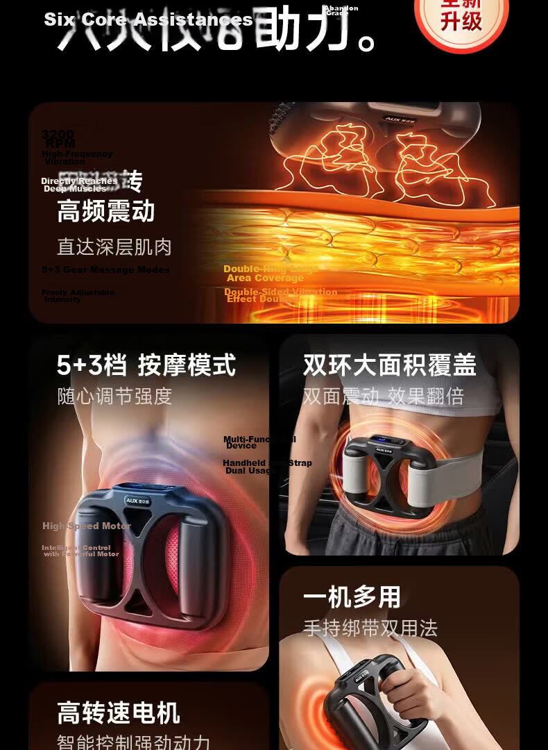 AUX Fascia Gun Fat Burning Machine Lazy Waist and Abdomen Slimming Belt Full Body Vibration Fitness Abs Fascia Massage Device for Men and Women Gift 7