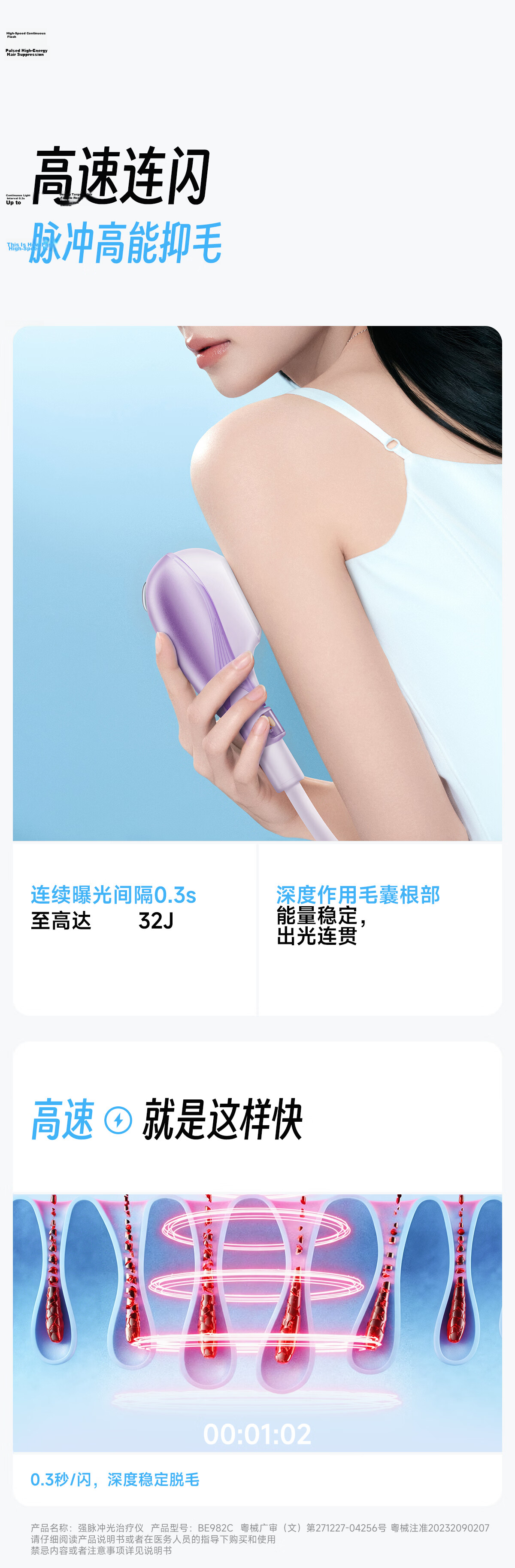 Beautigo Meilide Water-Cooled High-Speed Hair Removal Device Sapphire Glide High Energy Ice Point Home Full Body Private Area Hair Removal Men Gift Birthday Valentine's Day Gift for Girlfriend 6