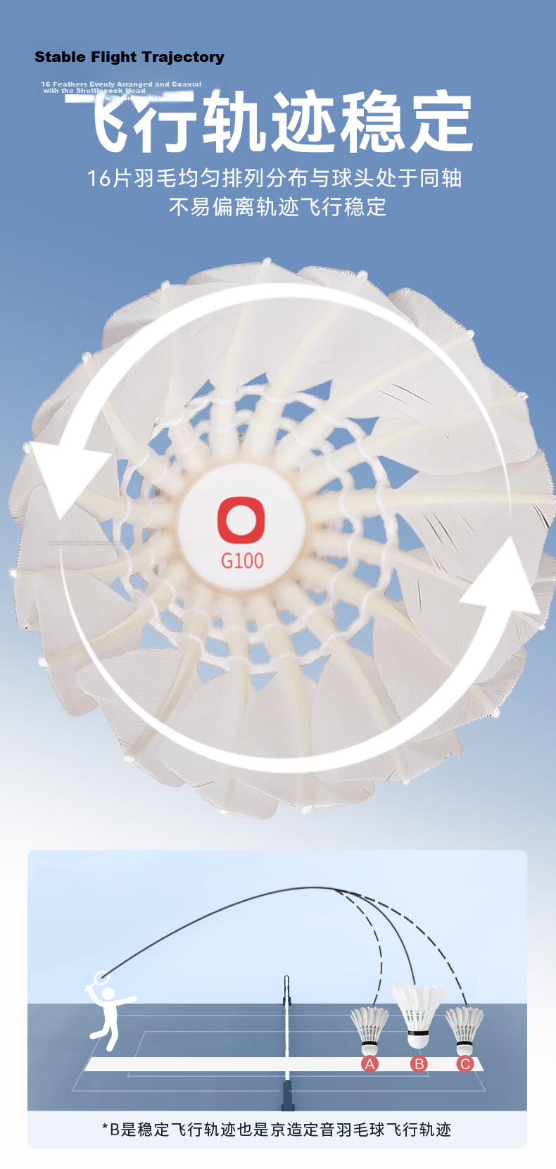 JD Jingzao Lingyun G100 Durable Goose Feather Badminton Shuttlecocks, Anti-Fray, Single Tube of 12【Durability King】 6